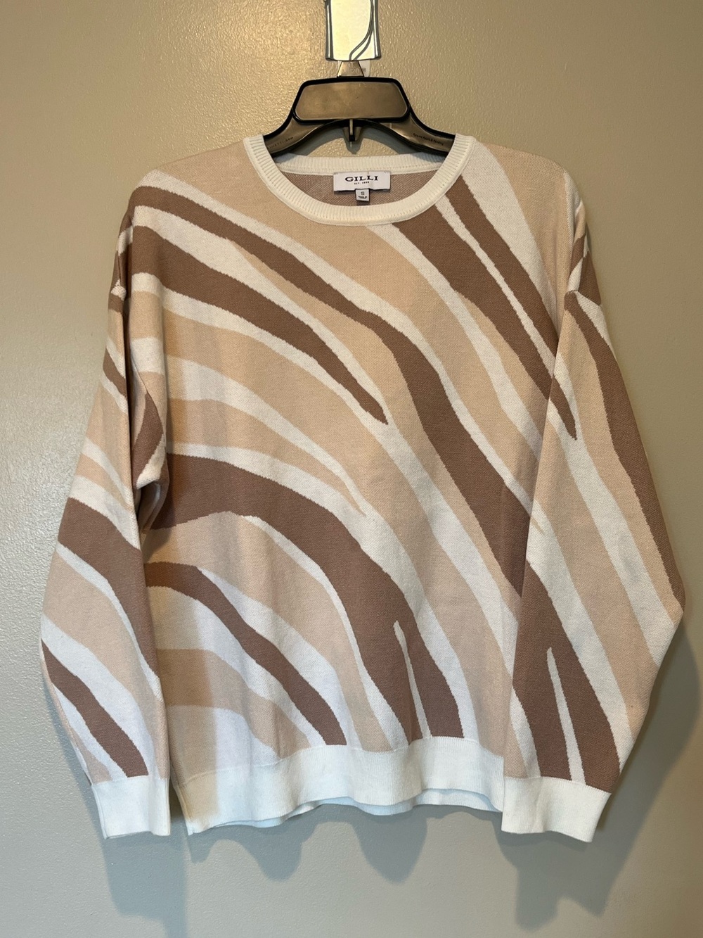 Gilli Zebra-Stripe Crewneck Sweater